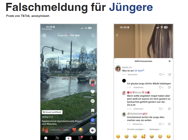 Zwei Screenshots, in denen auf TikTok spekuliert wird, dass der 24. April gefährlich wäre